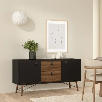 The Range Ry Sideboard 2 Doors 2 Drawers in Matt Black Walnut - Black Walnut