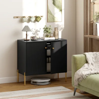 The Range HOMCOM Modern Sideboard Buffet Cabinet with Fluted Doors - Black