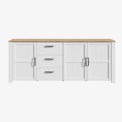 The Range Wyld Haus Bramblecroft Large Sideboard, White Body with Natural Oak Top, 3 Doors & 3 Drawers - White