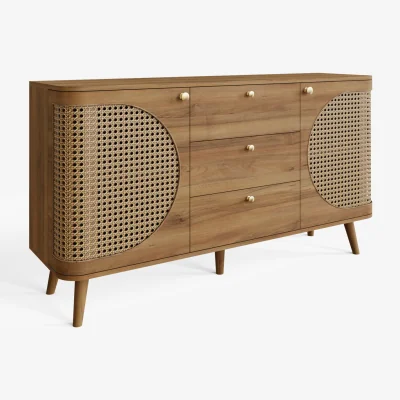 The Range Sorrel Rattan Large Sideboard - Oak