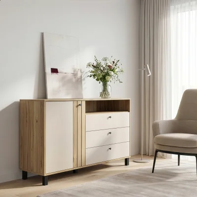 The Range Grafton 1 Door 3 Drawer Chest In Cream and Oak - Cream & Oak