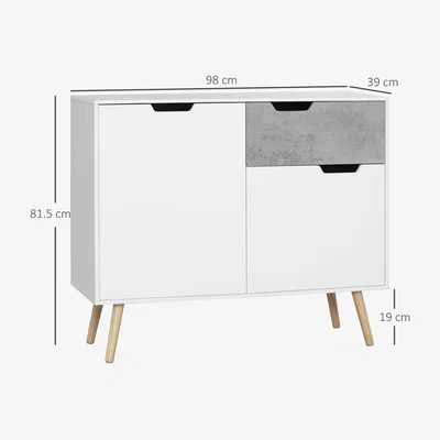The Range Modern Sideboard, Storage Cabinet, Accent Cupboard with Drawer - Light Grey,White