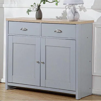 The Range Wooden Compact Sideboard With Oak Effect Top - Grey
