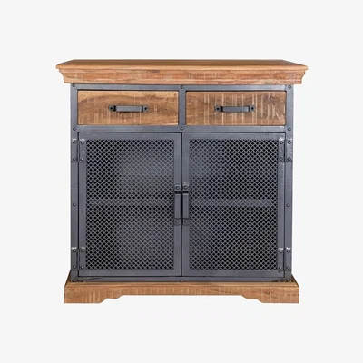 The Range Cosmopolitan Industrial 2 Drawer Sideboard  - Light Wood