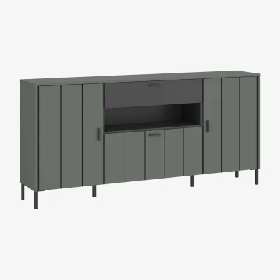 The Range Elowynd Olive Green and Anthracite 3-Door Sideboard 1-Drawer - Green