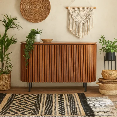 The Range California Slatted Mango Wood 2 Door Sideboard - Brown