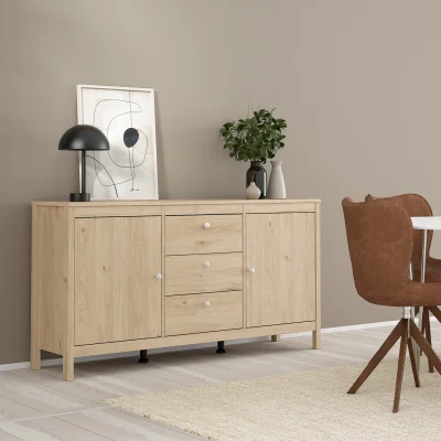 The Range Madrid Sideboard 2 Doors 3 Drawers in Matt Black - Jackson Hickory Oak