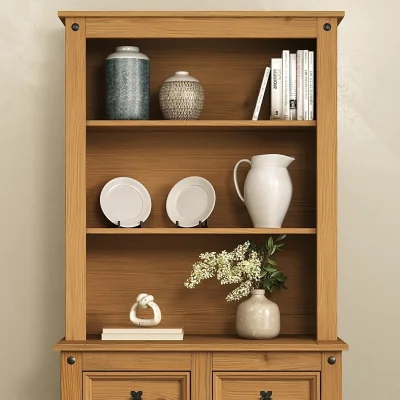 The Range Corona Sideboard Hutch Solid Wood Buffet Welsh Dresser Top - Brown