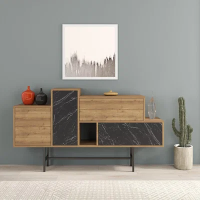 The Range Hermes Console Sideboard Display Unit - Black Marble Effect