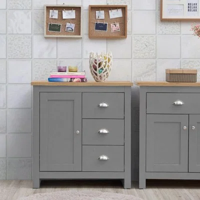 The Range Lisbon 1 Door 3 Drawer Sideboard - Light Grey