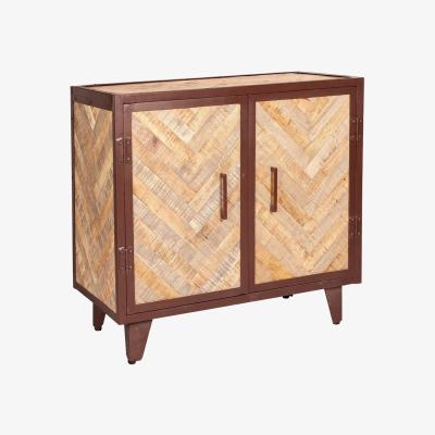 The Range V Design Industrial Reclaimed Metal and Wood 2 Door Sideboard - Multicolour