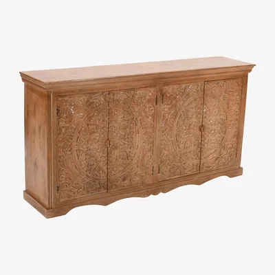 The Range Carved Mango Wood Extra Large Sideboard with 4 Doors - Brown