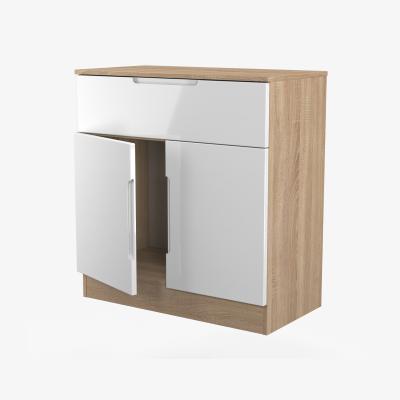 The Range Milan Ready Assembled 1 Drawer 2 Door Sideboard - White Gloss & Bardolino Oak
