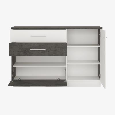 The Range Alabana One Door Two Drawer One Compartment Sideboard - Slate Grey and White