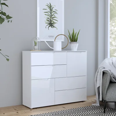 The Range Sienna Abstract Chest of in White/White High Gloss - White