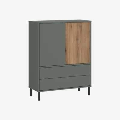 The Range Darwin Sideboard 2 Door 2 Drawer in Green/Oak - Green & Oak