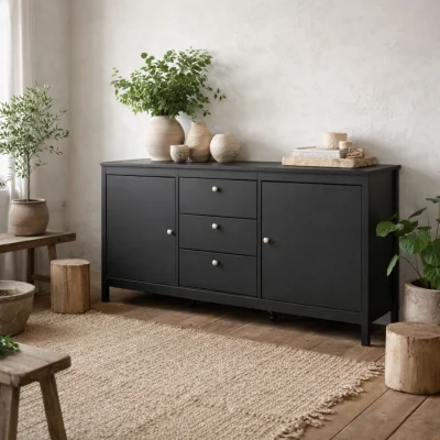 The Range Gossmere Matt Sideboard 2 Doors 3 Drawers - Black