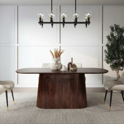 The Range Nolan Dark  Wood Sideboard Dining Table 8 Seater - Tan