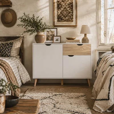 The Range Diha White and Natural Scandi Sideboard - 1 Drawer, 2 Doors