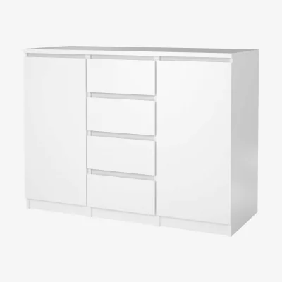 The Range Budapest White Gloss Sideboard, 4 Drawers 2 Doors - White