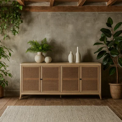The Range Ilhabela Natural Rattan 4 Door Sideboard - Brown