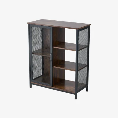 The Range Industrial Sideboard Coffee Bar Cabinet - Dark Wood & Black