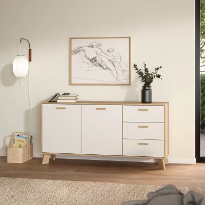 The Range Ikast Sideboard 2 Doors + 3 Drawers in Jackson Hickory and White - Jackson Hickory & White