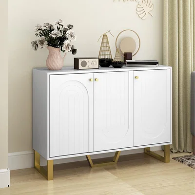The Range HOMCOM Sideboard with Adjustable Shelves and Doors - White