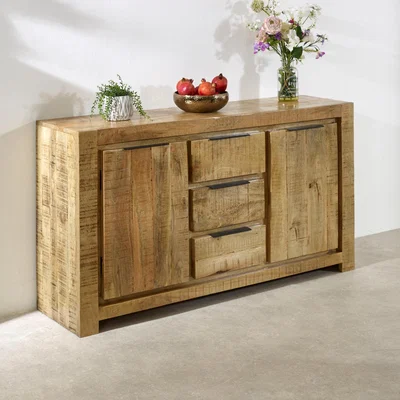 The Range Surrey Solid Wood Large Sideboard 2 Door 3 Drawer - Brown
