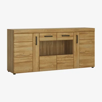 The Range Cortina 4 Door Wide Glazed Sideboard in Grandson Oak - Grandson Oak