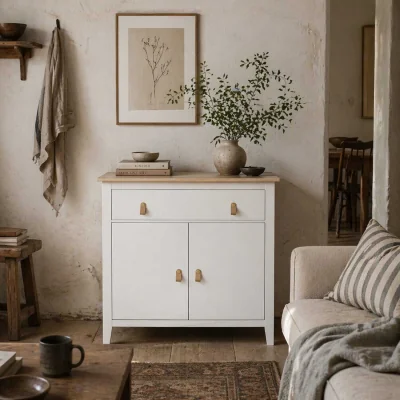 The Range Kesora Lela White and Natural Oak Farmhouse Sideboard