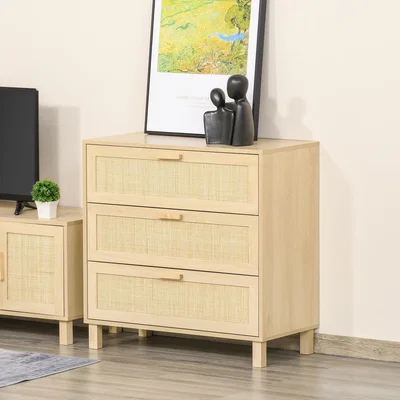 The Range 3 Drawer Cabinet Storage Cupboard - Nature Wood