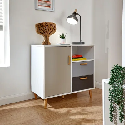 The Range Delta Compact Sideboard - White/Grey Multi