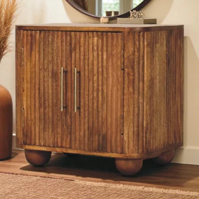 The Range Solid Wood Solis Fluted Mini Sideboard - Brown