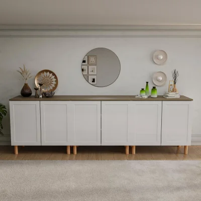 The Range Boli Sideboard - White and Walnut / 270cm