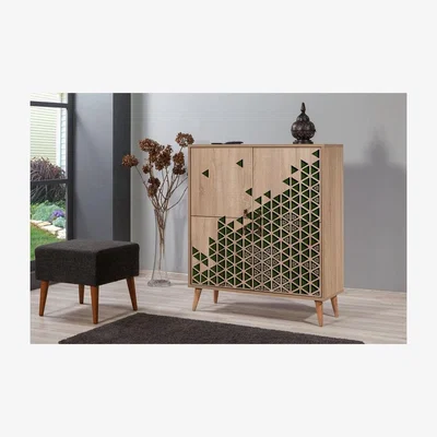 The Range Triangle Green 121  Sideboard  Solid Wooden Legs - Atlantic Pine / 111cm