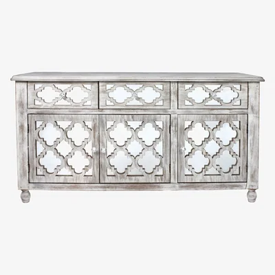 Teddy Beau Deco Home Hampton Mirrored 3 Drawer 3 Door Sideboard / Mirror