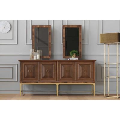 Vivense Nepal Sideboard with metal legs, 208 cm, Dark Wood