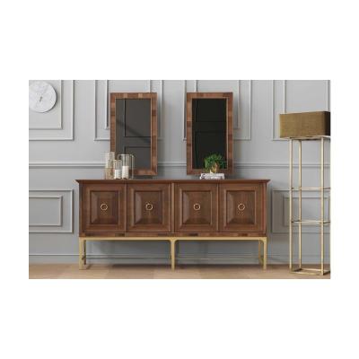 Vivense Nepal sideboard with metal legs, 212 cm, Walnut