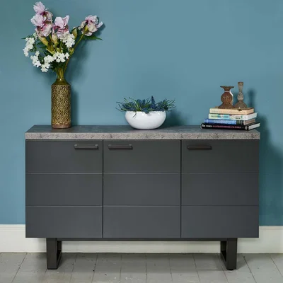Woods Furniture Industrial Faux Concrete Large Sideboard