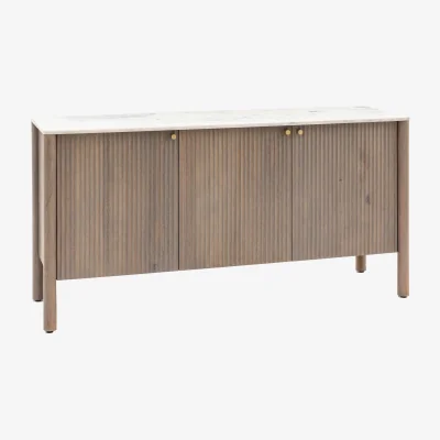 Westwing Mango Wood Sideboard Marmo with Marble Tabletop