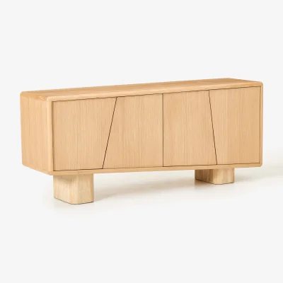Westwing Wooden Sideboard Tundra with Travertine Legs