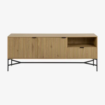 Westwing Wooden Sideboard Jaipur with Ribbed Front