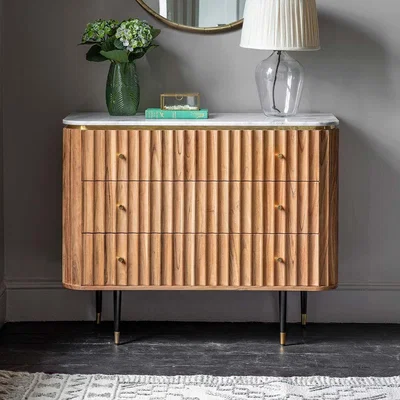 Atkin & Thyme Flute Marble Chest of Drawers