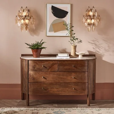 Atkin & Thyme Queenie Marble Chest Of Drawers