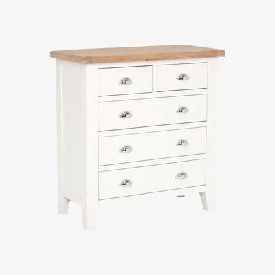 Barker and Stonehouse Althorp 2 over 3 Drawer Chest, White Wood | Barker & Stonehouse