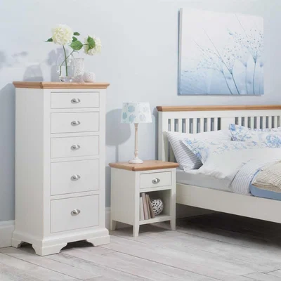 Barker and Stonehouse Carrington 5 Drawer Tall Chest, Ivory and Oak