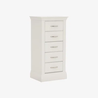 Barker and Stonehouse Evesham 5 Drawer Tall Chest, White Wood | Barker & Stonehouse