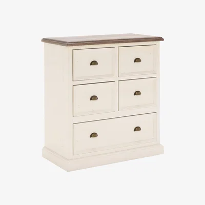 Barker and Stonehouse Carisbrooke Reclaimed Wood 5 Drawer Chest, White | Barker & Stonehouse
