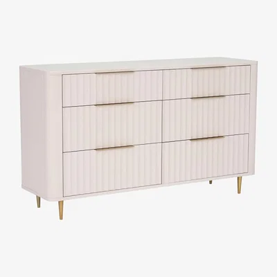 Barker and Stonehouse Lucia 6 Drawer Wide Chest, White Mahogany Wood | Barker & Stonehouse